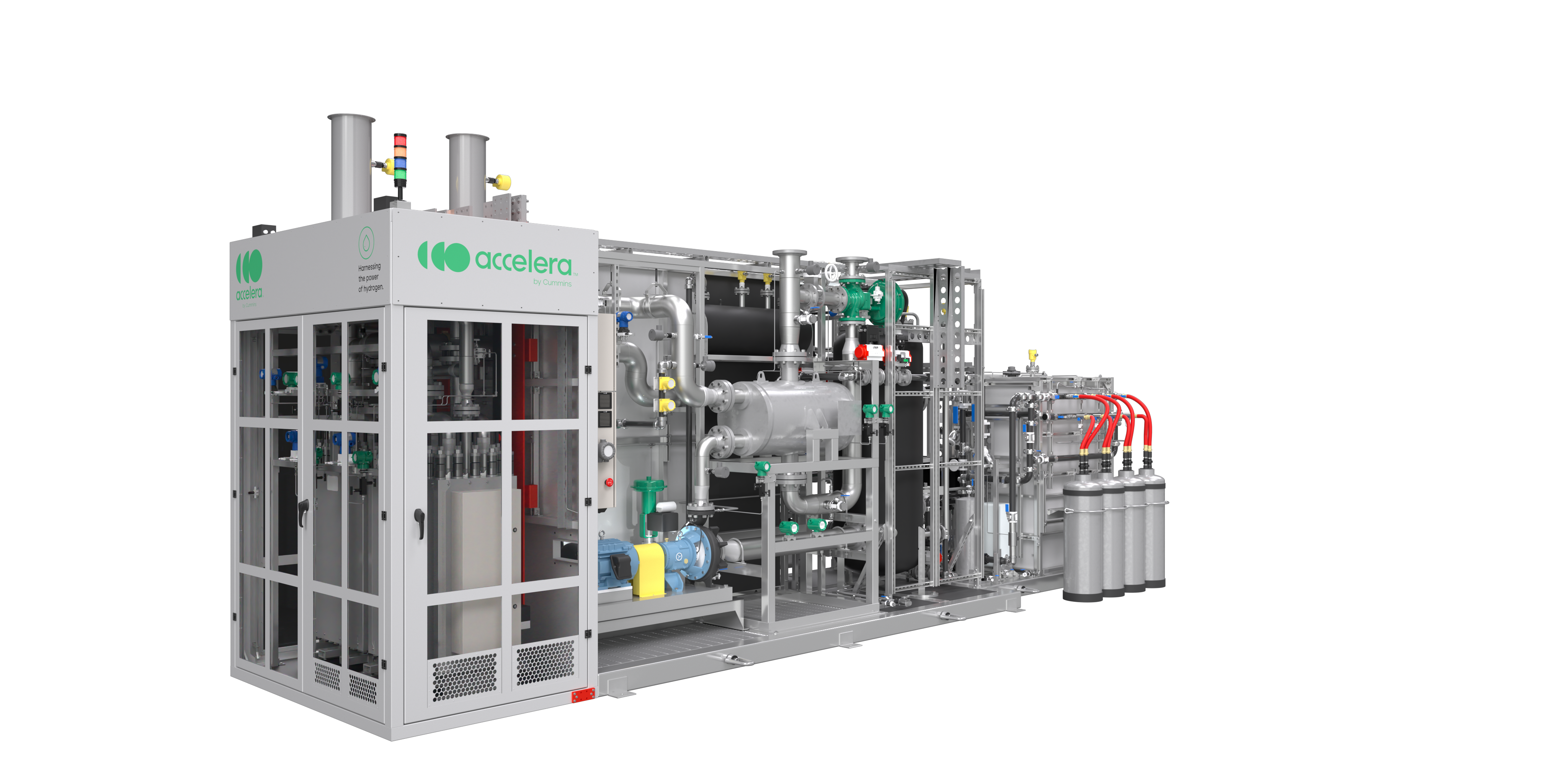 Product rendering of the Accelera HyLYZER 1000 electrolyzer system