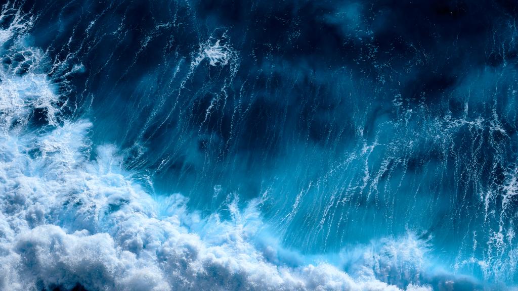 Aerial view of waves in the ocean