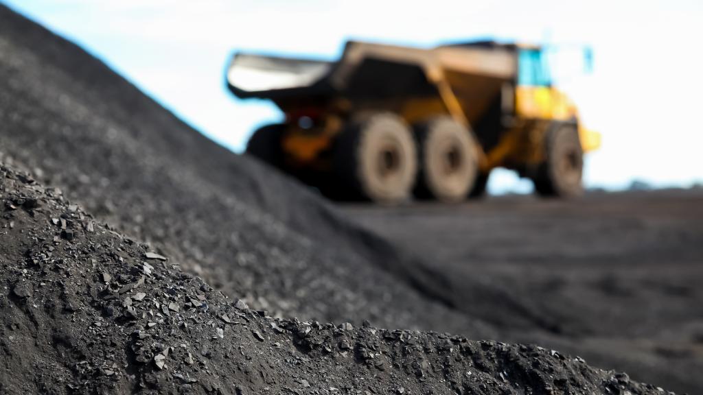 Out of focus mining dump truck