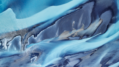 Aerial view of riverbeds in Iceland