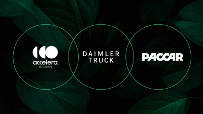 Accelera by Cummins, Daimler Truck and PACCAR logos 