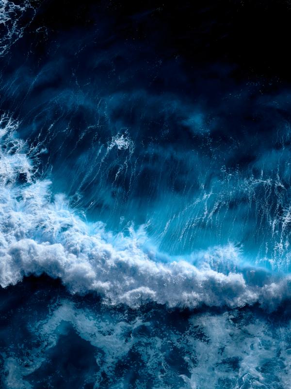 Aerial view of waves in the ocean
