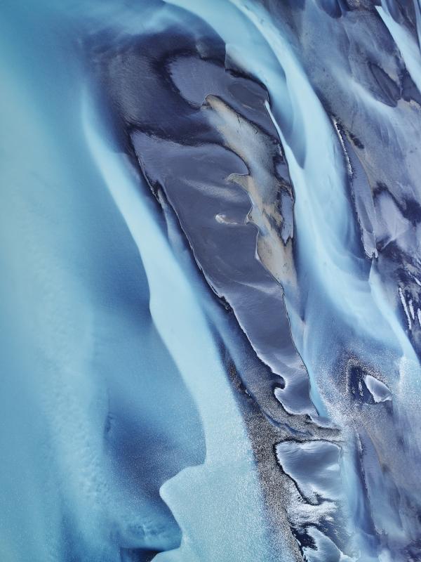 Patterns of riverbeds seen from above in Iceland