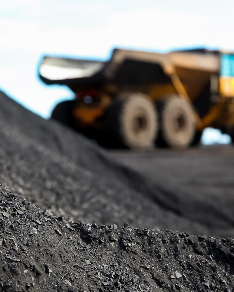 Out of focus mining dump truck