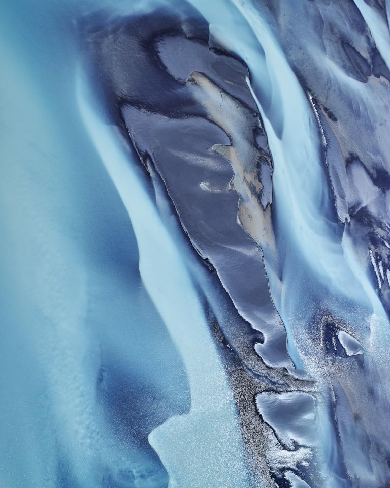 Patterns of riverbeds seen from above in Iceland