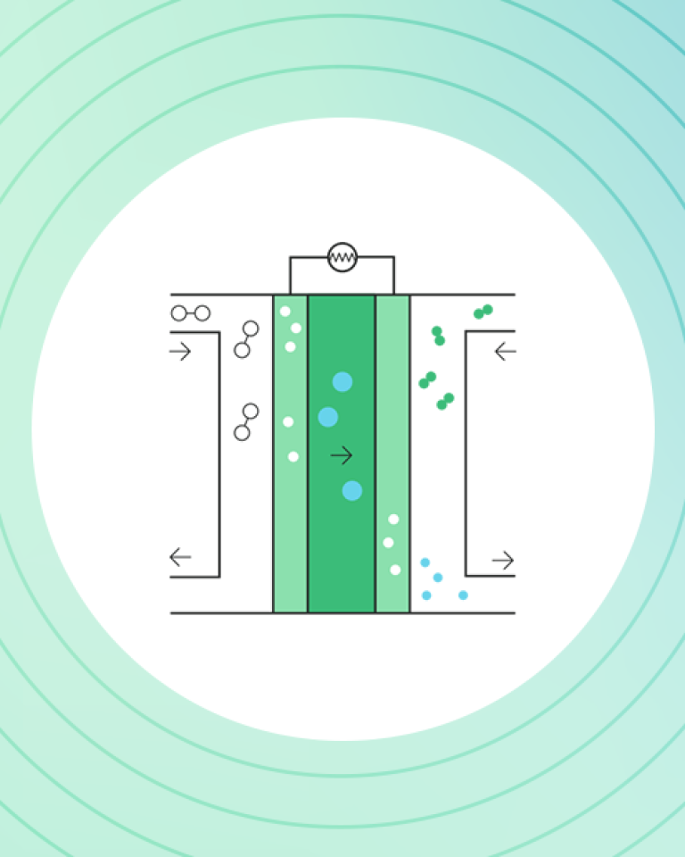 A fuel cell generates electricity through a chemical reaction
